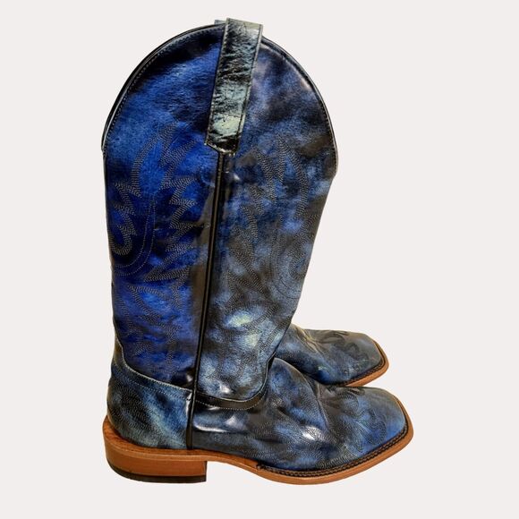 Horse Power HP Mens Cowboy Western Boots Leather Blue 8 D bv - Picture 4 of 11